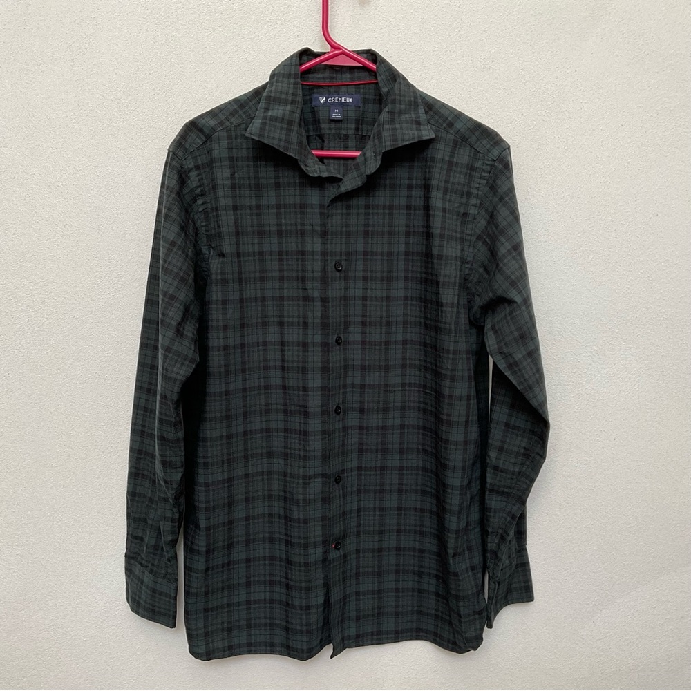 Cremieux Green, Navy Plaid Long Sleeve Button Down Shirt Size Medium Men's